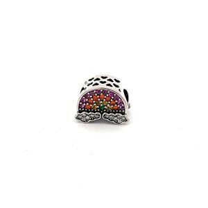 925 Sterling Silver Charm Bead For Necklace Bracelet Multicolor Rhinestones